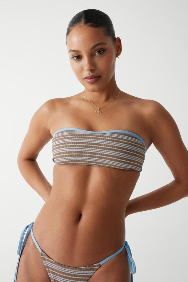 Rosabella Striped Bandeau Bikini Top - Ocean Stone Product Image