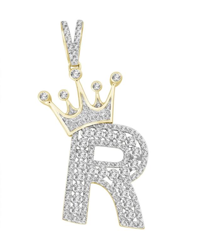 Mens Diamond (3/8 ct.t.w.) Crowned Initial Pendant in 10k Gold - K Product Image