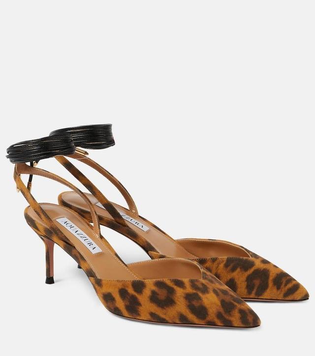 Beyond Leather-trimmed Leopard-print Suede Pumps In Brown Product Image