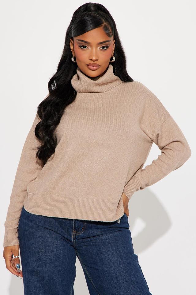 Snow Day Turtleneck Sweater - Taupe Product Image