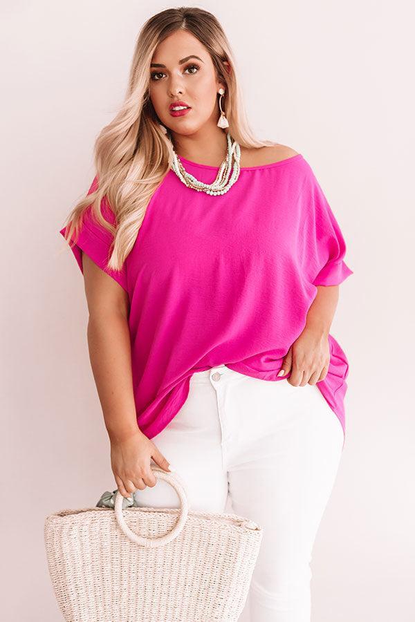 Champagne And Peonies Shift Top In Hot Pink Curves Product Image