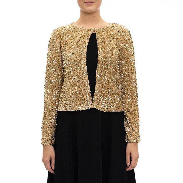 Womens Nina Leonard Sequin Shrug Med Brown Product Image