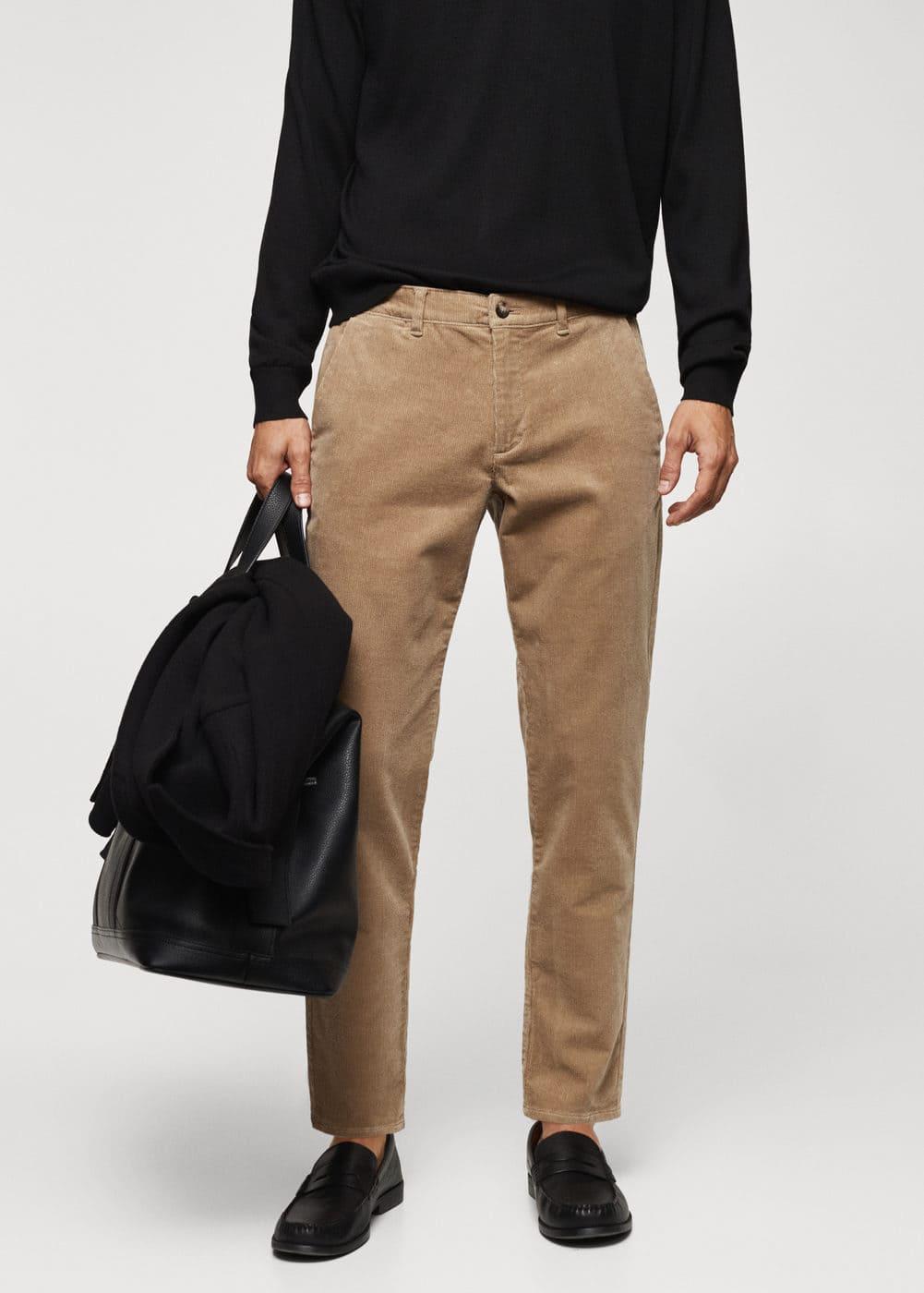 MANGO MAN - Corduroy slim-fit pants with drawstring beigeMen Product Image