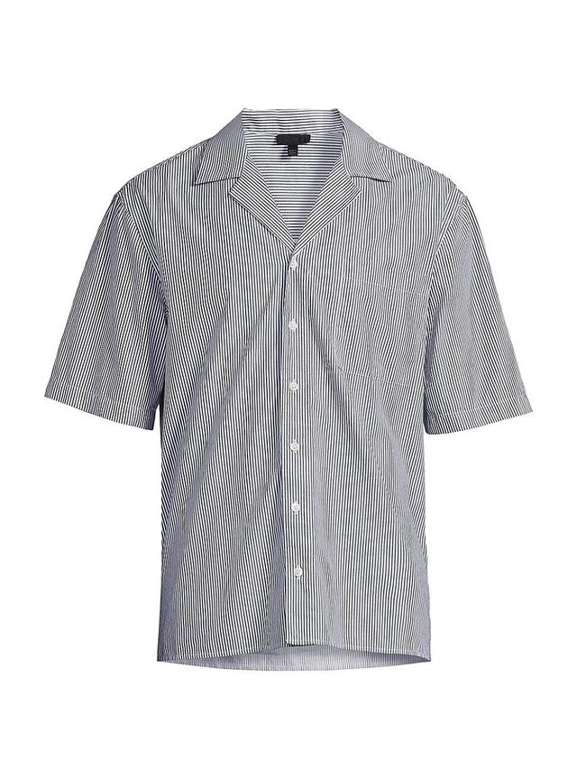 Mens Striped Cotton Camp Shirt Product Image