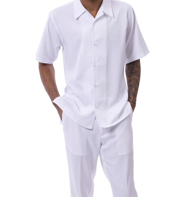 Solid White Walking Suit 2 Piece Short Sleeve Set Product Image