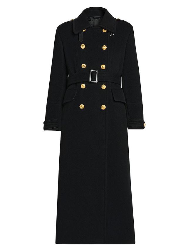 Womens Wool Double-Breasted Belted Coat Product Image