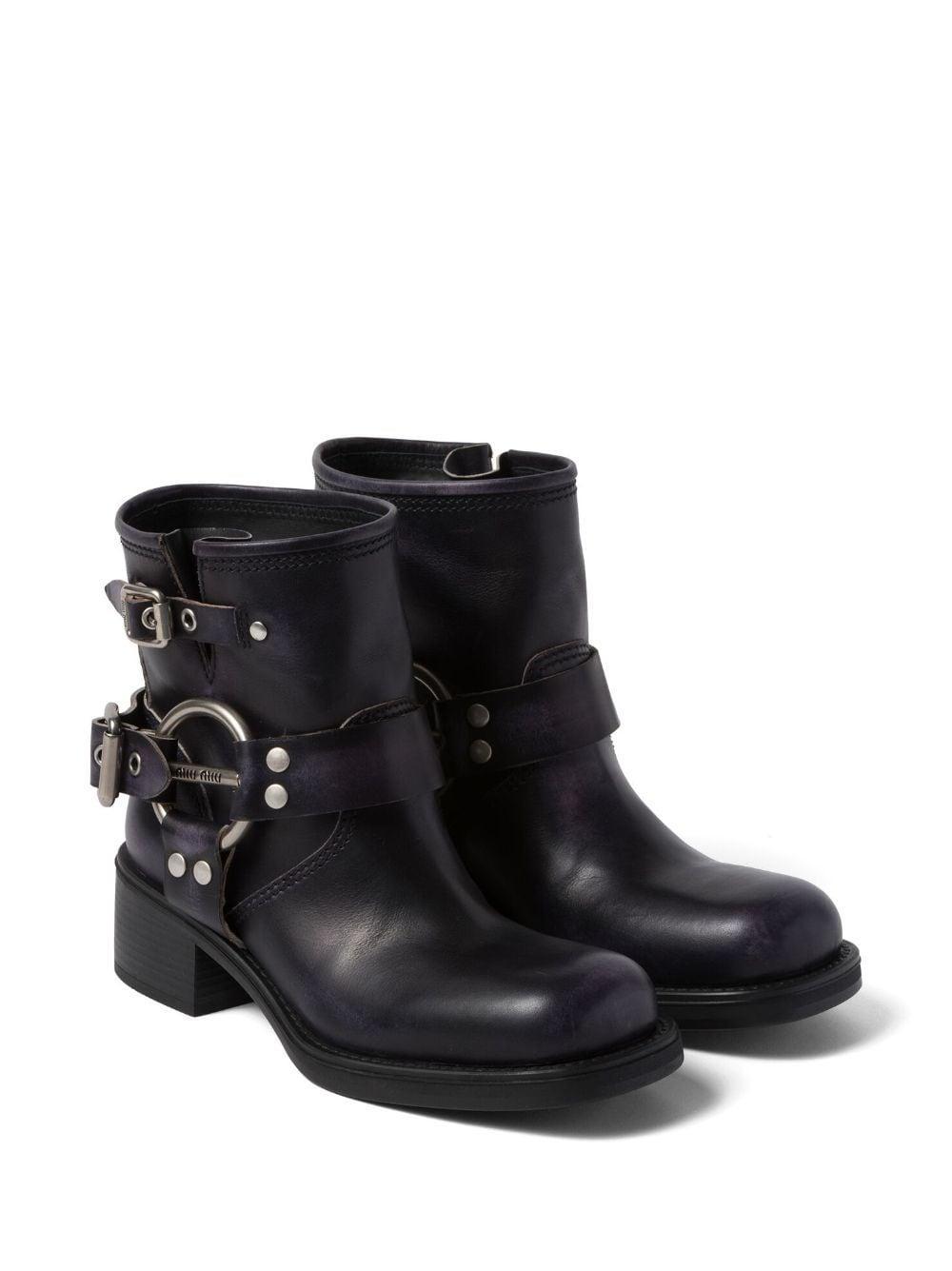 Vintage-look Leather Ankle Boots In Black Product Image