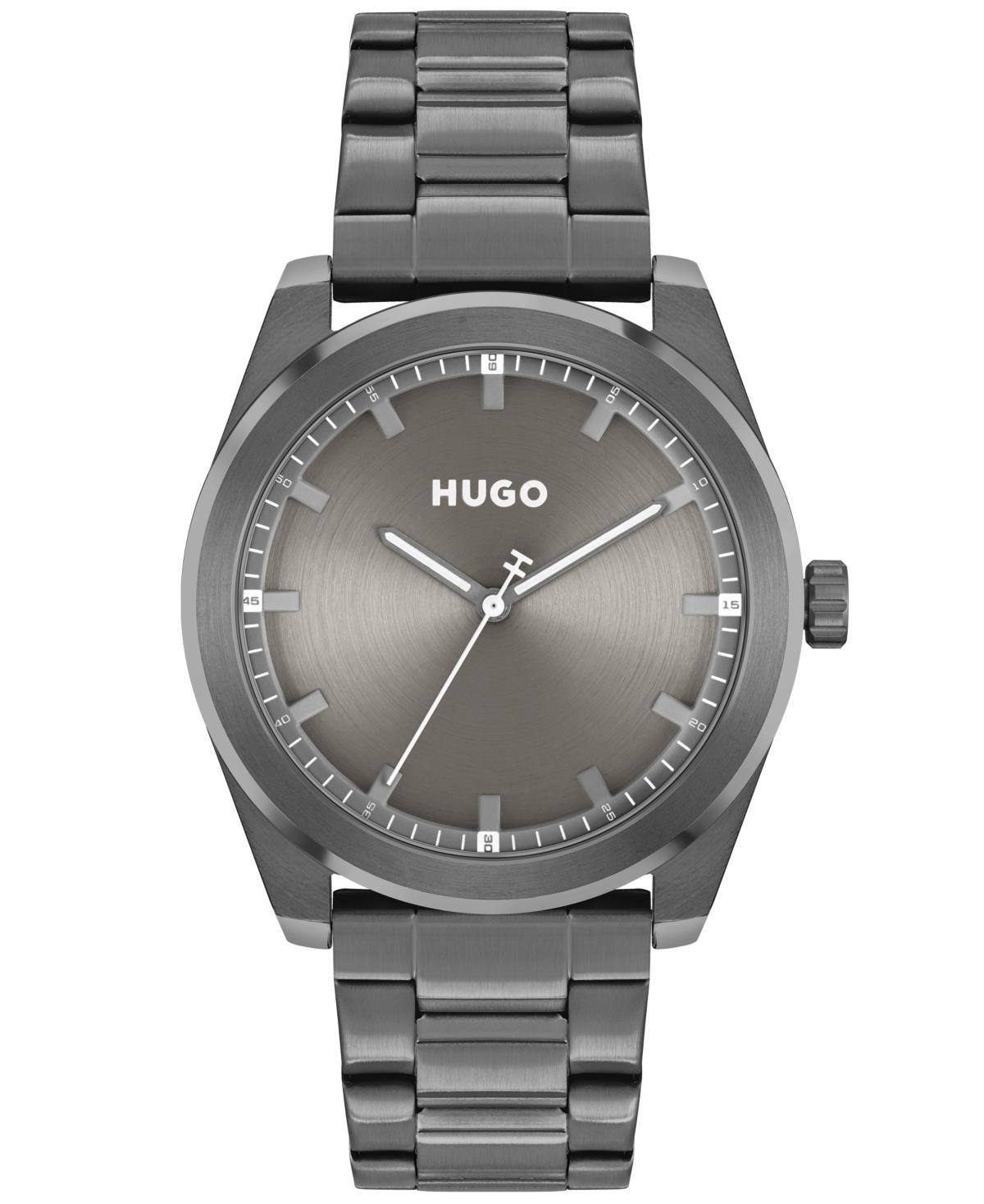 Hugo Boss Mens Bright Quartz Ionic Plated Gray Steel Watch 42mm - Ionic Plated Gray Steel Product Image