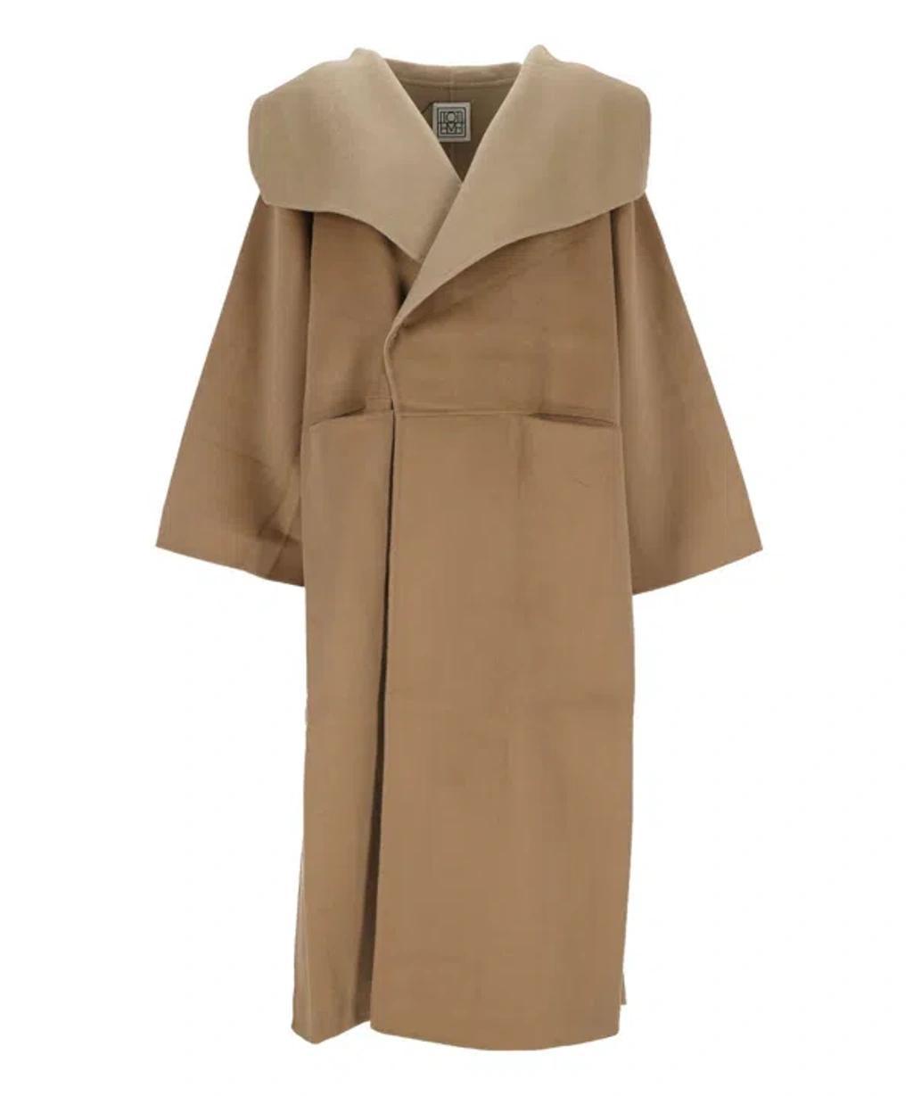 Tan Two-tone Coat In Beige product image