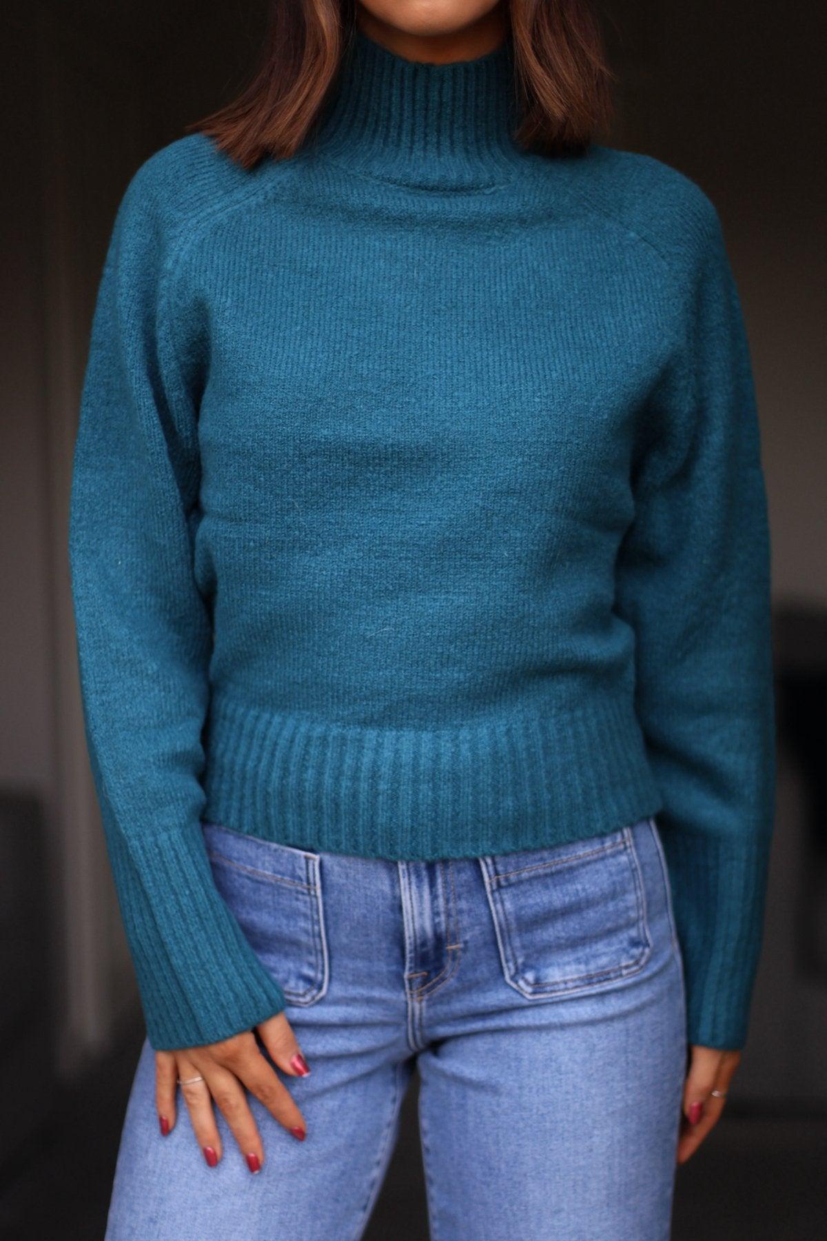 Noel Mock Neck Sweater - Dark Teal Product Image