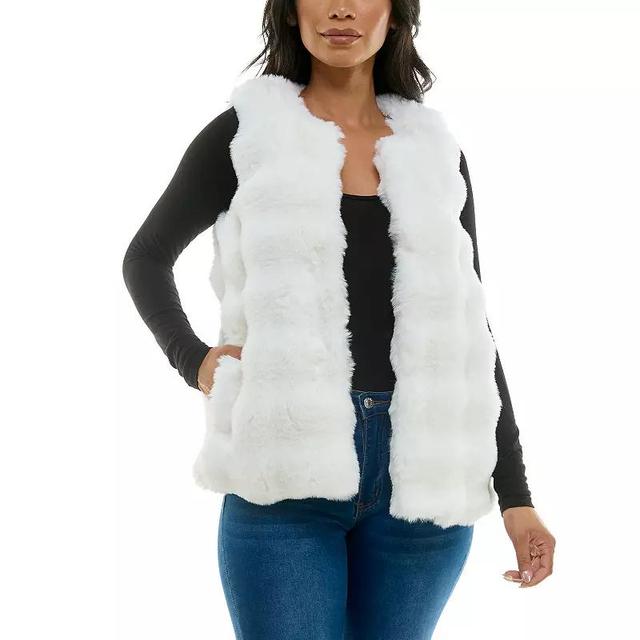 Womens Nina Leonard Collared Faux Fur Vest Brown Product Image