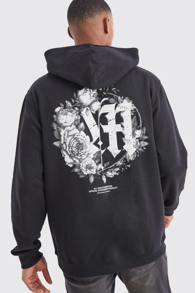 Oversized Rose Graphic Hoodie | boohooMAN USA Product Image