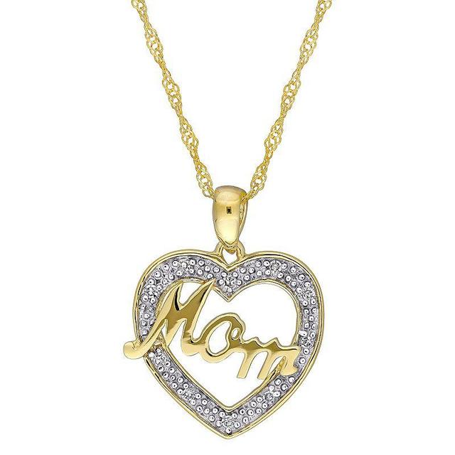 Stella Grace 10K Gold Diamond Accent Mom Heart Pendant Necklace, Womens Product Image