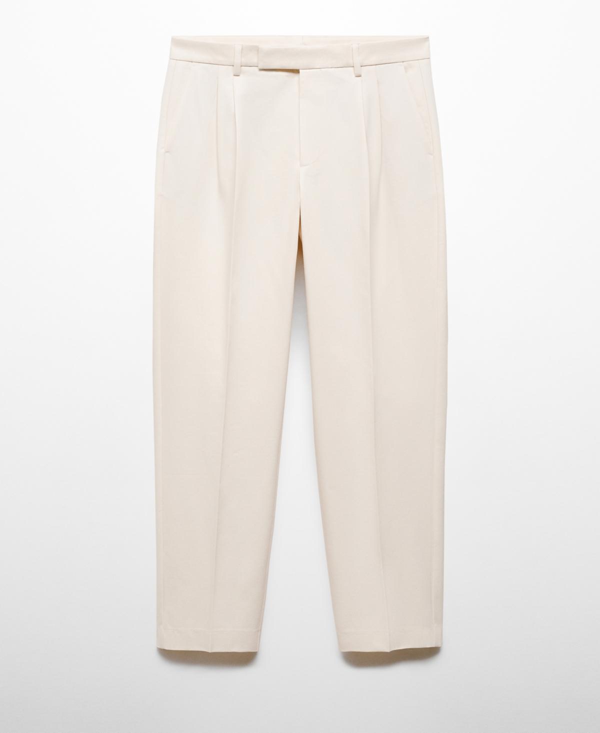 Mango Mens Pleated Relaxed-Fit Trousers Product Image