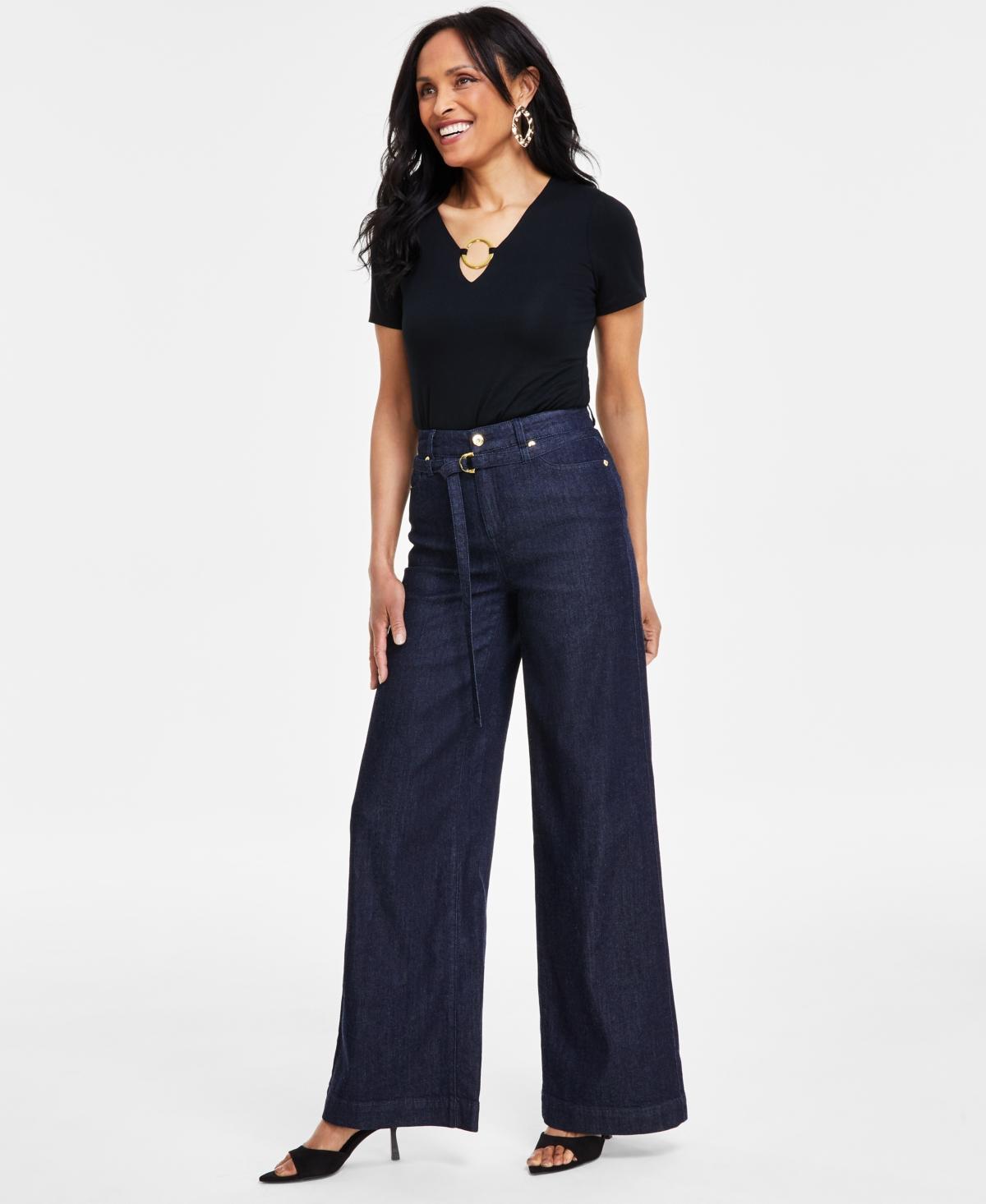 Women's Tied Wide-Leg Jeans, Created for Macy's product image