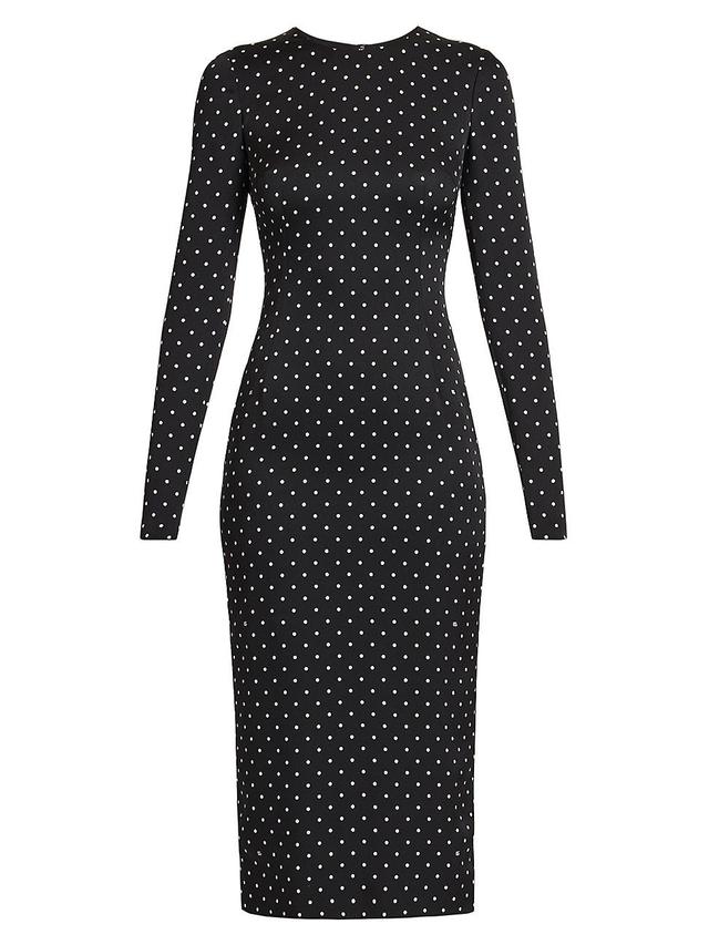 Womens Polka Dot Silk Charmeuse Midi-Dress Product Image