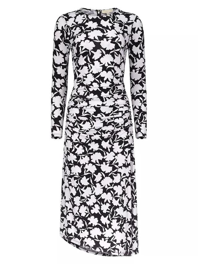 Ruched Floral Midi-Dress Product Image