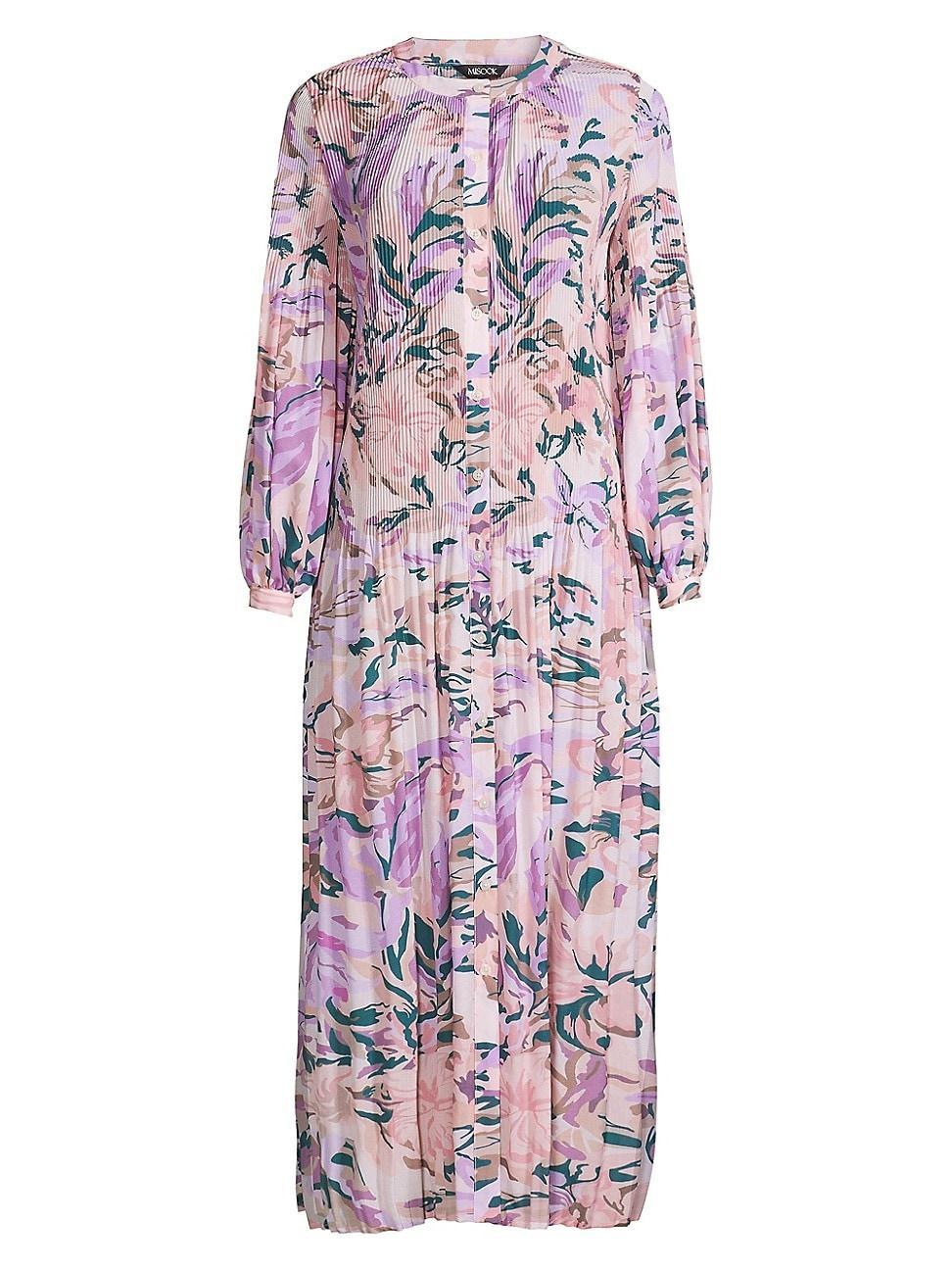 Womens Floral Drop-Waist Pleated Maxi Dress Product Image