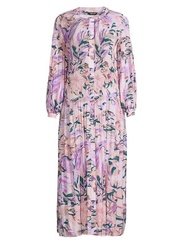 Misook Floral Long Sleeve Crpe de Chine Dress Product Image