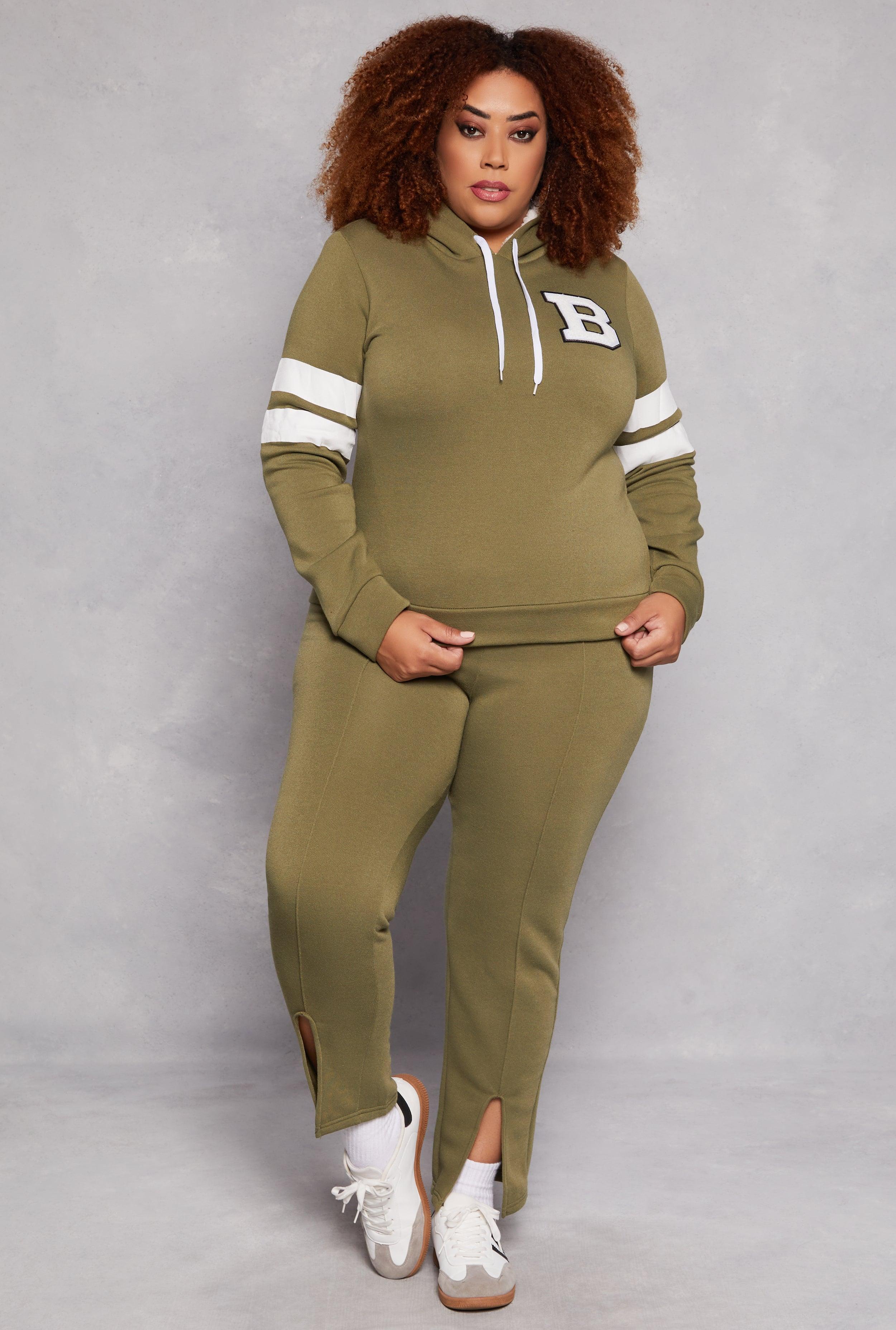 Womens Plus Size Pintuck Slit Hem Sweatpants product image