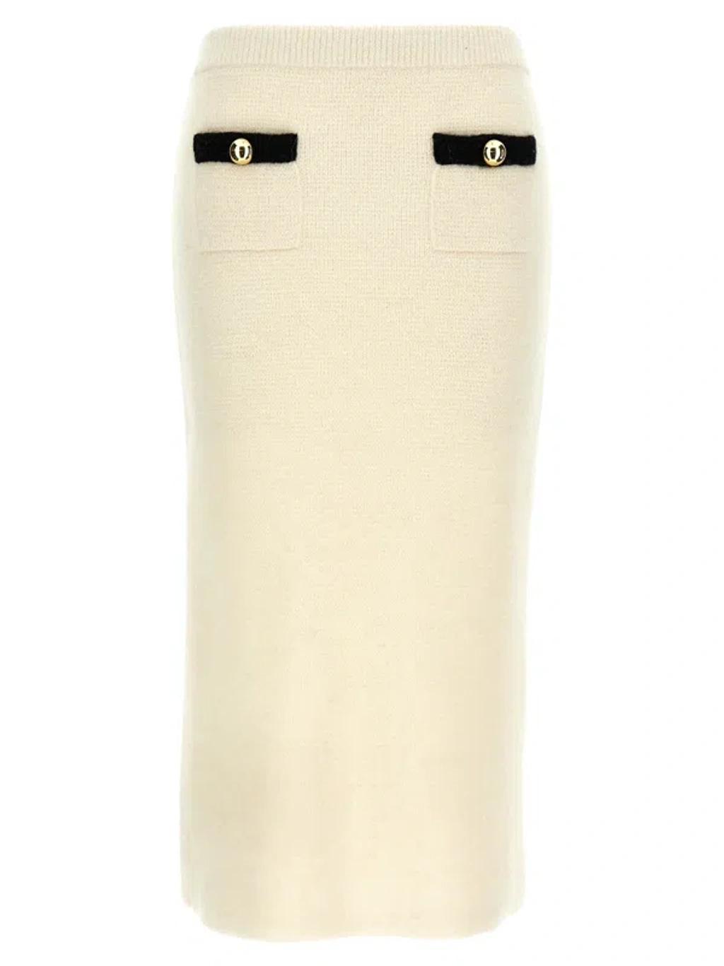 ALESSANDRA RICH Alpaca Midi Skirt Skirts In White Product Image