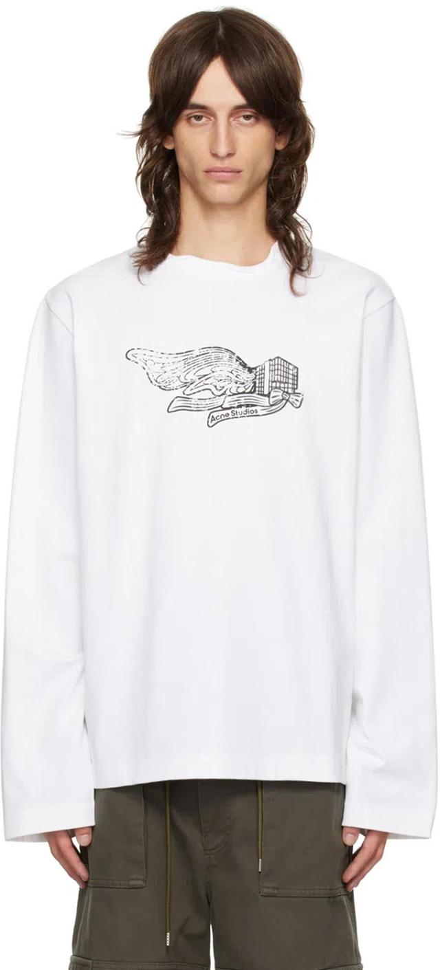 White Printed-logo Long Sleeve T-shirt Product Image