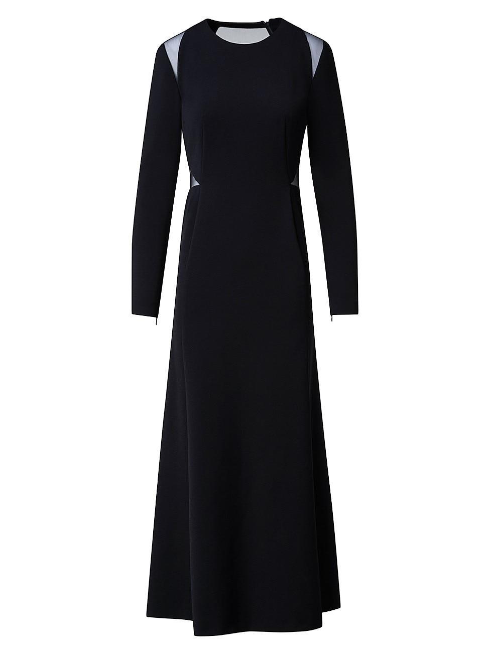 Akris Cutout Detail Long Sleeve Stretch Silk Midi Dress Product Image