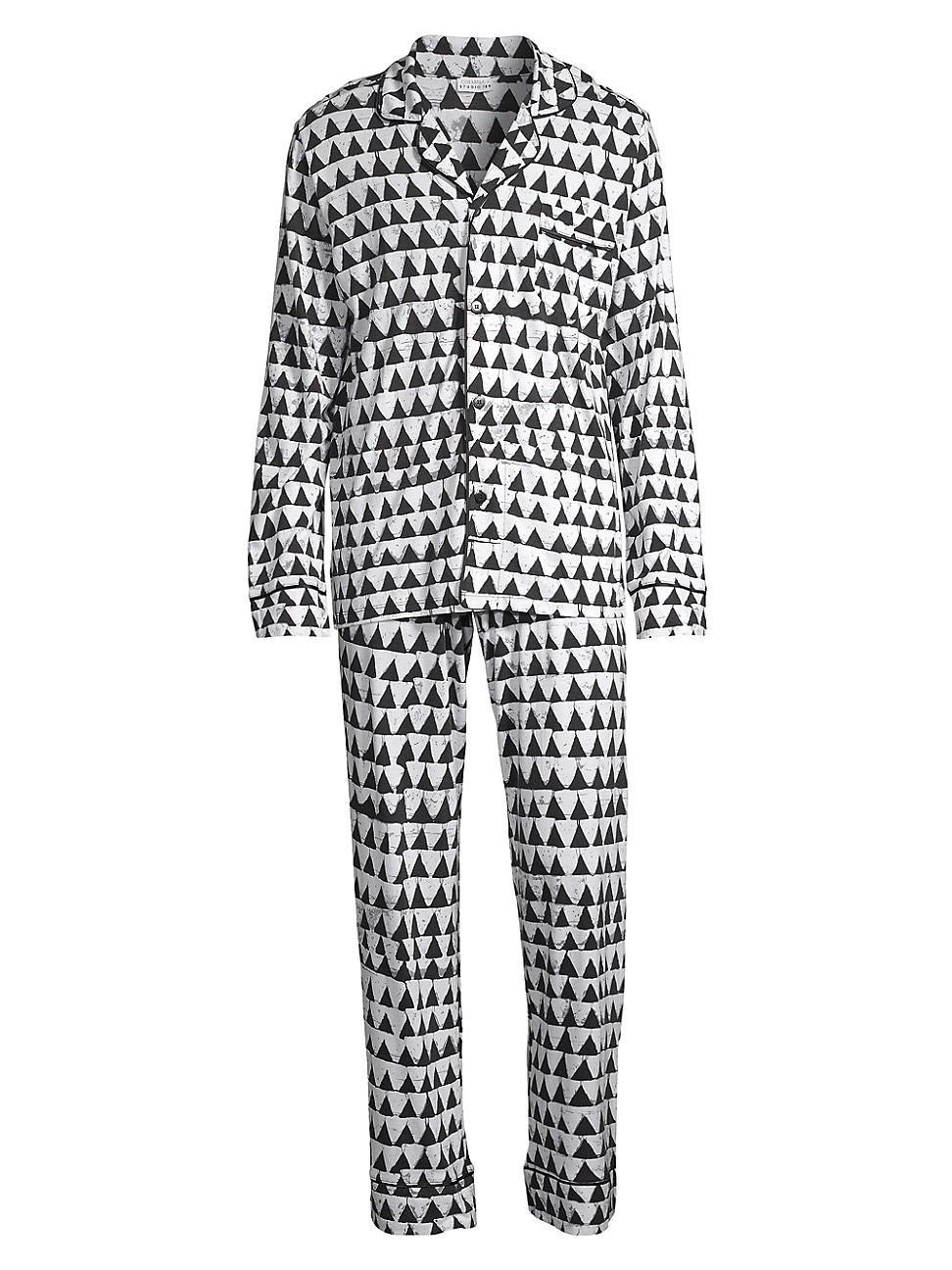 Mens Bella Geometric Cotton-Blend Pajamas Product Image