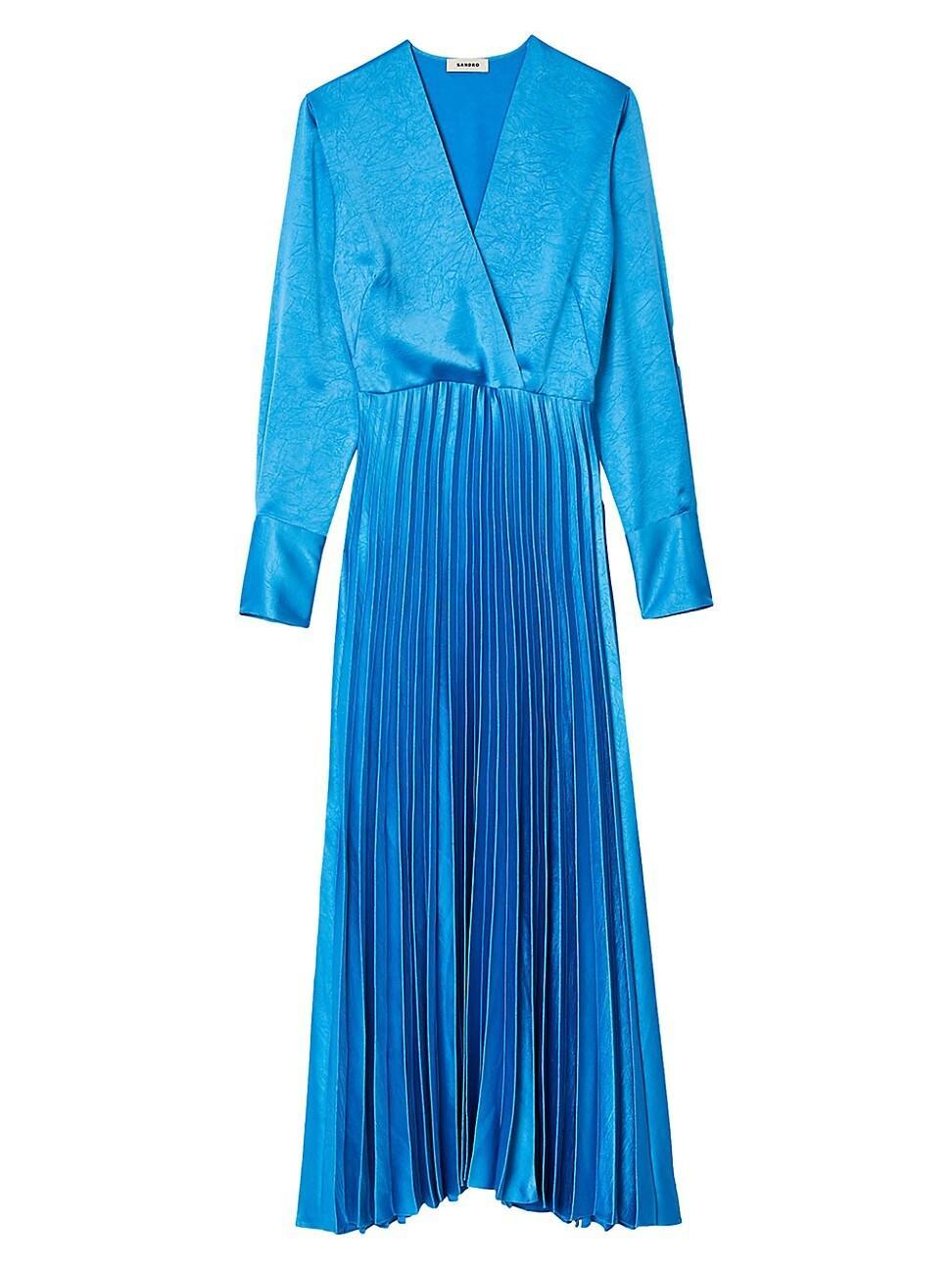 Womens Pleated Satin-Effect Maxi Dress Product Image