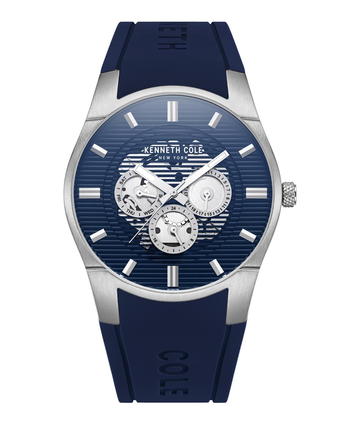 Kenneth Cole New York Mens Multi-Function Blue Silicone Strap Watch 42mm - Blue Product Image