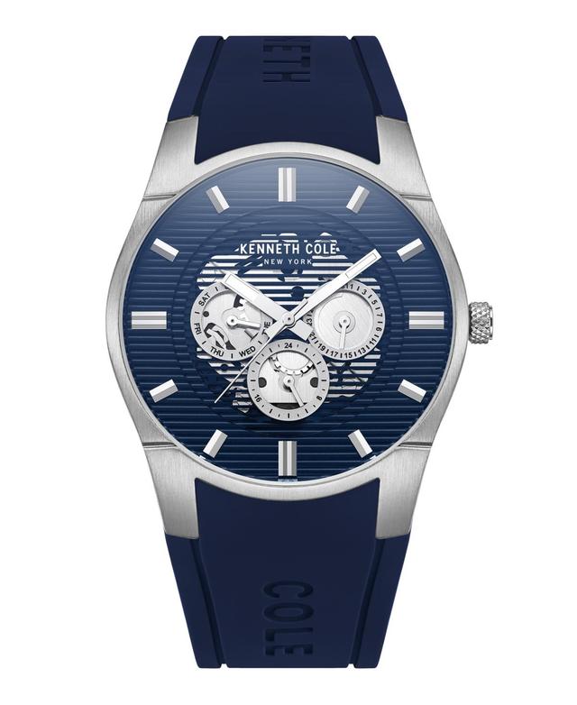 Kenneth Cole New York Mens Multi-Function Blue Silicone Strap Watch 42mm - Blue Product Image