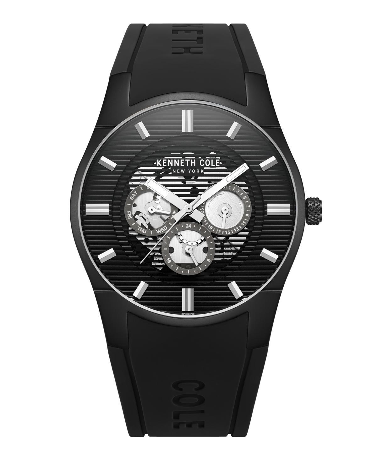 Kenneth Cole New York Mens Multi-Function Black Silicone Strap Watch 42mm Product Image