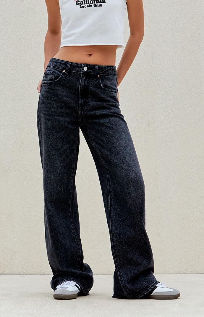 Women's Black High Waisted Girlfriend Jeans Product Image