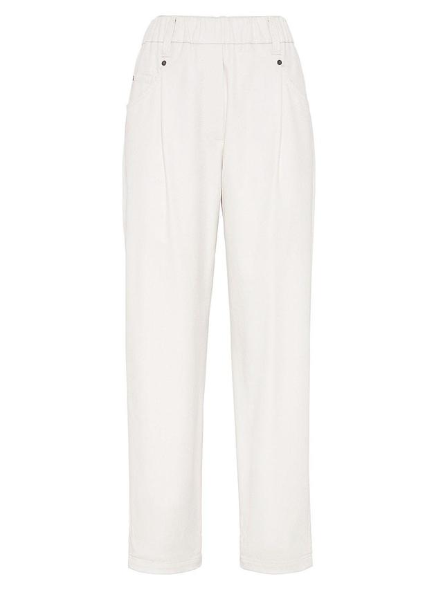 Womens Stretch Cotton Cover Baggy Pull-On Trousers Product Image