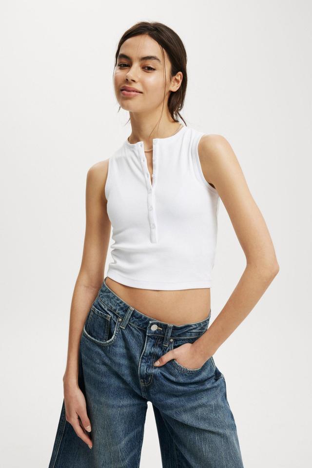 Cotton On Women - Kelsey Button Front Henley Tank - White Product Image