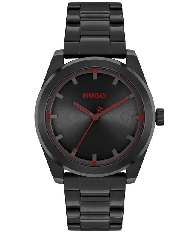 Hugo Boss Mens Bright Quartz Ionic Plated Black Steel Watch 42mm - Ionic Plated Black Steel Product Image