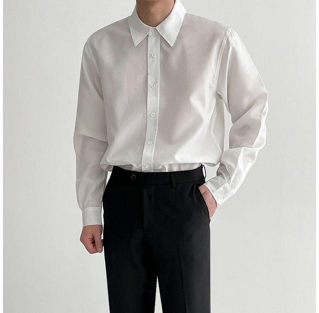 Long-Sleeve Plain Shirt Product Image