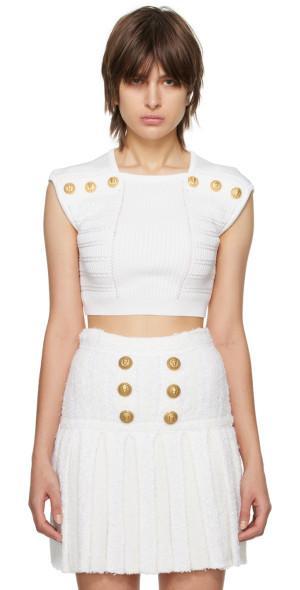 Balmain White Cropped T-Shirt Product Image