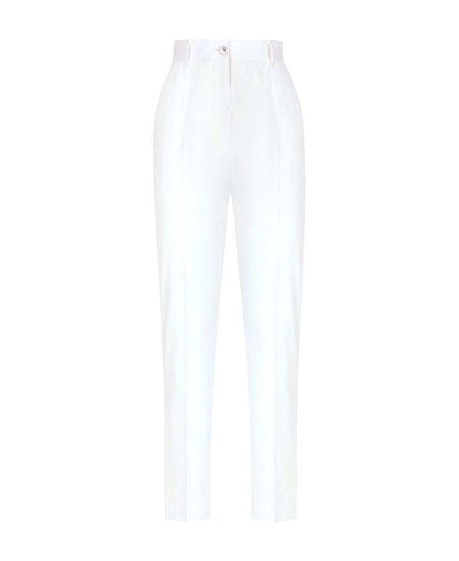 DOLCE & GABBANA High-waisted Gabardine Trousers In White Product Image