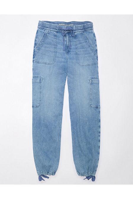 AE Stretch High-Waisted Baggy Cargo Jogger Jean Womens Product Image