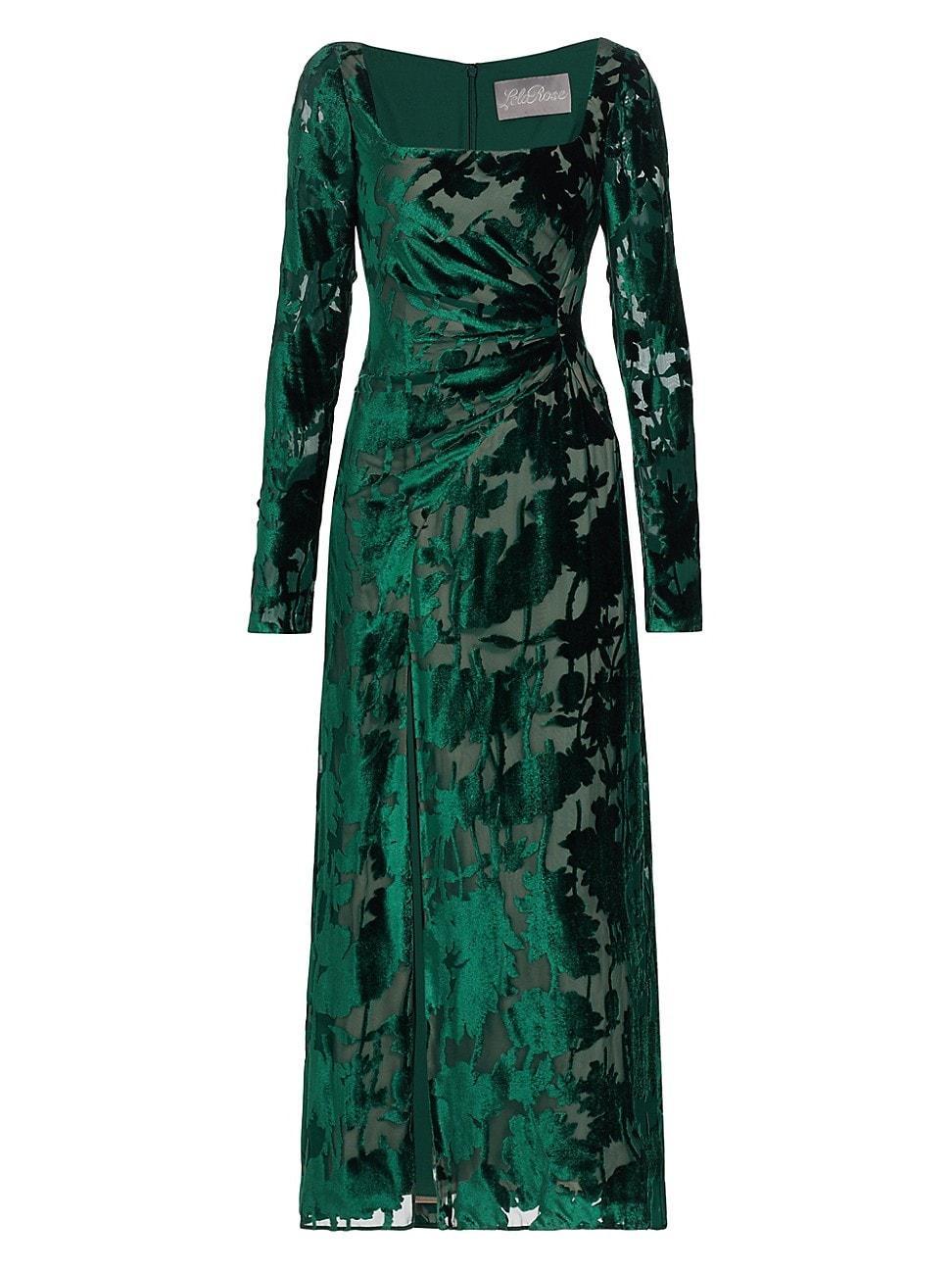 Womens Floral Velvet Burnout Maxi Dress Product Image