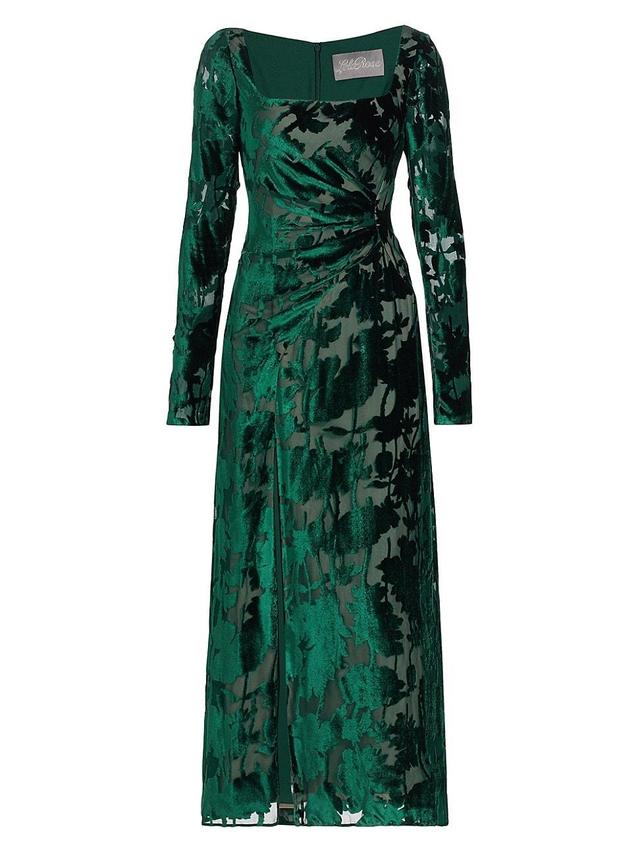 Womens Floral Velvet Burnout Maxi Dress Product Image