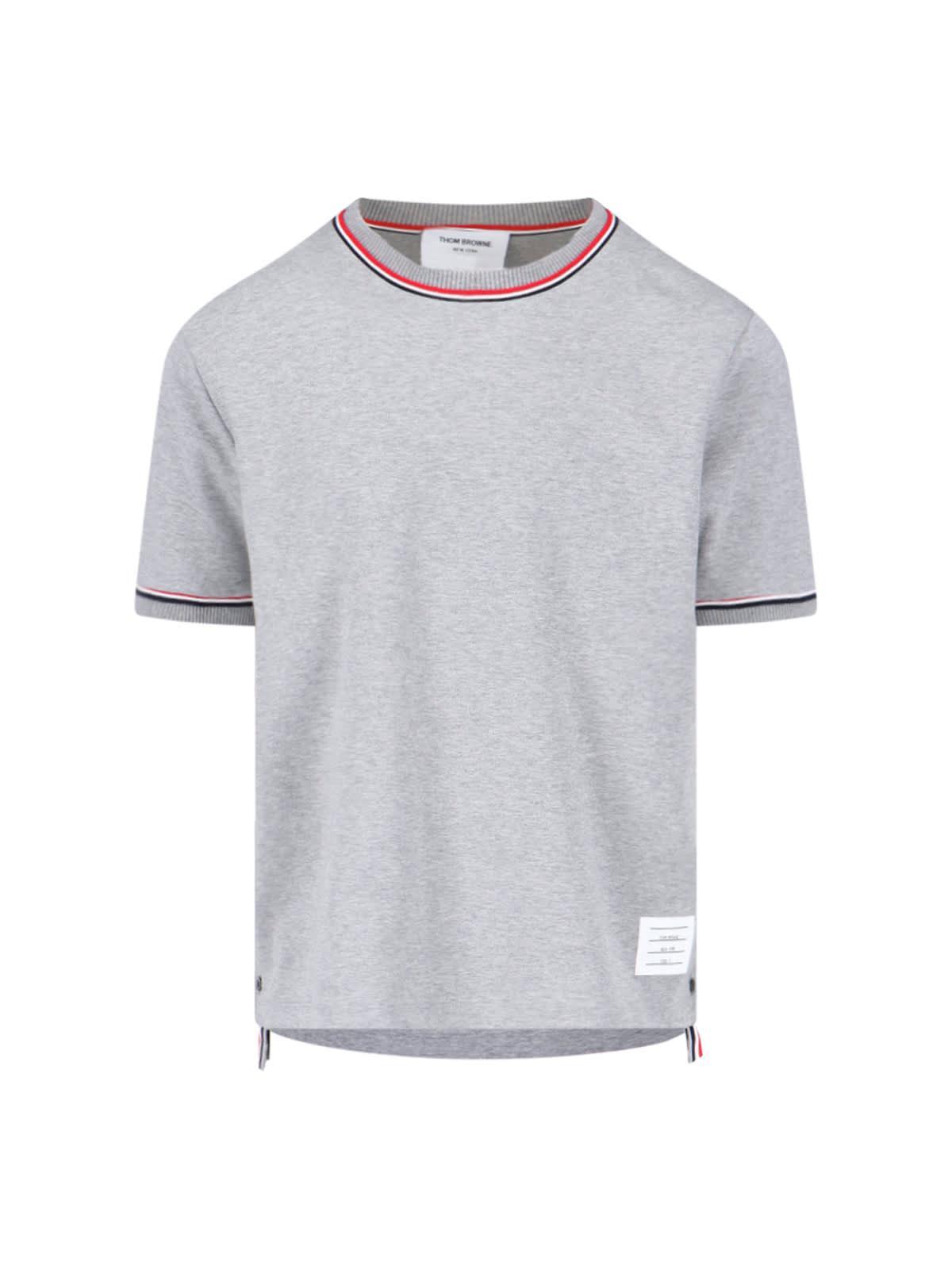 Short Sleeve Tee W/ Rwb Stripe Trim In Cotton Milano In Grey Product Image