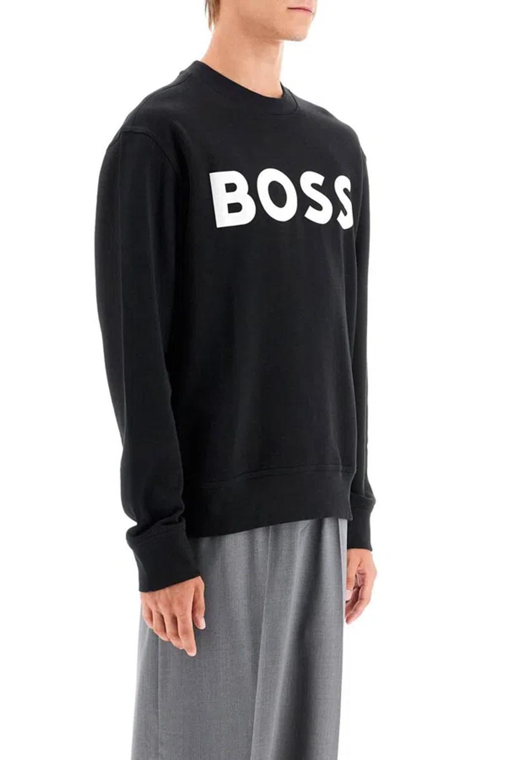 HUGO BOSS Classic Ribbed Crew Neck Sweater In Black Product Image