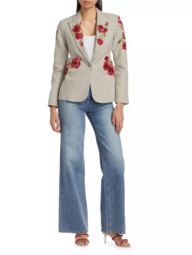 Clementine Embroidered Linen Blazer Product Image