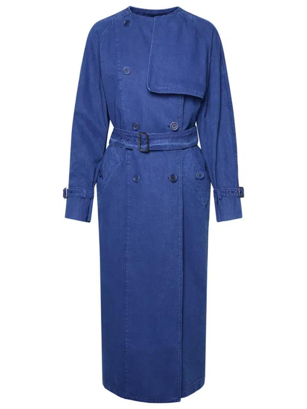 MAX MARA Calao Long Denim Trench Coat In Blue Product Image