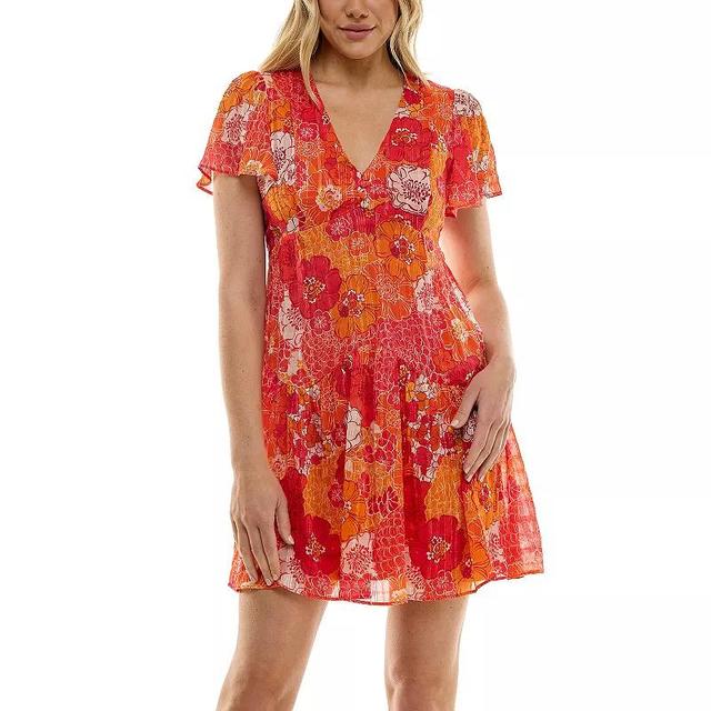 Womens Taylor Dress Printed Ciffon Mini Dress Red Brick Product Image