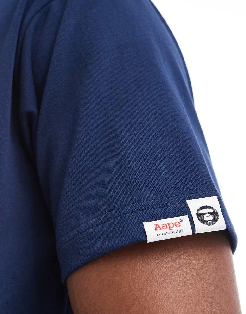 AAPE by A Bathing Ape embossed logo T-shirt in navy Product Image