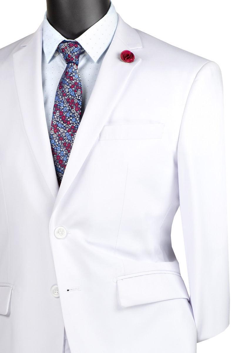 Nola Collection - White Regular Fit 2 Piece Suit Flat Front Pants with 2″ Elastic Waistband Product Image