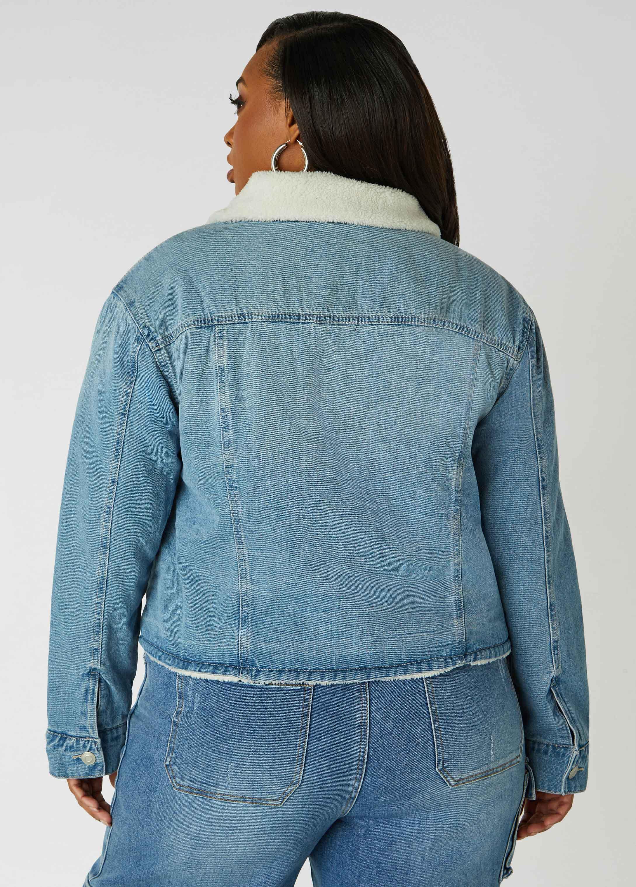 Faux Shearling Lined Denim Jacket Product Image